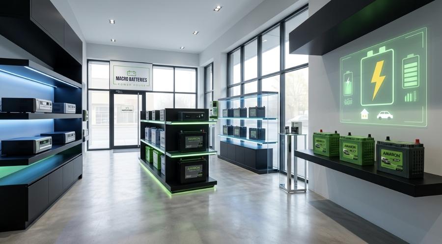 Mahesh Auto Electricals store — Macro Batteries Power House battery display Kapurthala Punjab